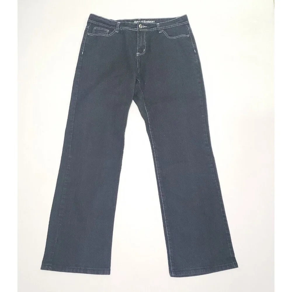 ASHLEY STEWART Denim Jeans Women's Size 14 Dark Blue Wash Citycore Dark Academia - Picture 13 of 16